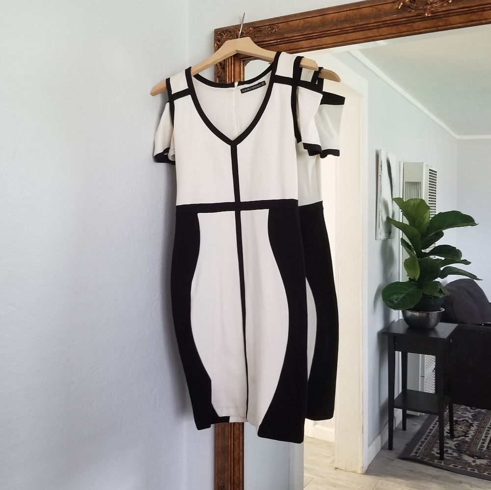 Veroka black & white bodycon dress